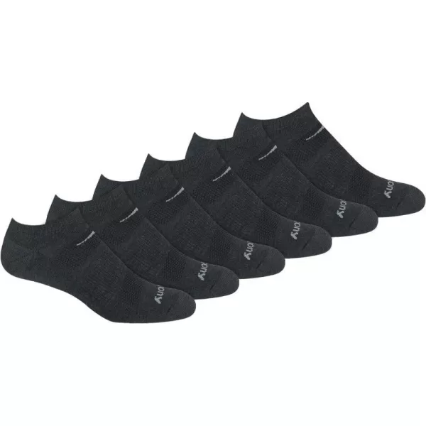 imageSaucony Mens MultiPack Mesh Ventilating Comfort Fit Performance NoShow SocksCharcoal Heather 6 Pairs