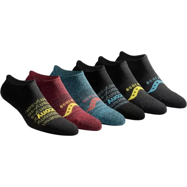 imageSaucony Mens MultiPack Mesh Ventilating Comfort Fit Performance NoShow SocksSneaker Black Fashion 6 Pairs