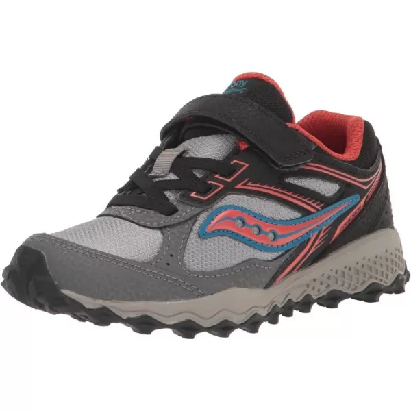 imageSaucony UnisexChild Cohesion Tr14 Alternative Closure Trail Running ShoeBlackGreyRed