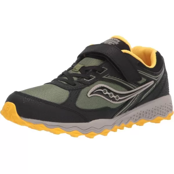 imageSaucony UnisexChild Cohesion Tr14 Alternative Closure Trail Running ShoeBlackOliveYellow