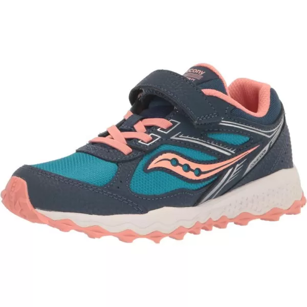 imageSaucony UnisexChild Cohesion Tr14 Alternative Closure Trail Running ShoeNavyTealCoral