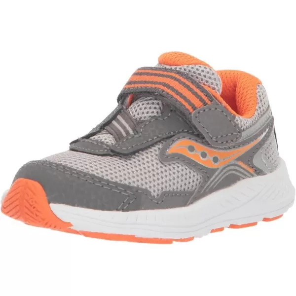 imageSaucony UnisexChild Ride 10 Jr Running ShoeGreyOrange