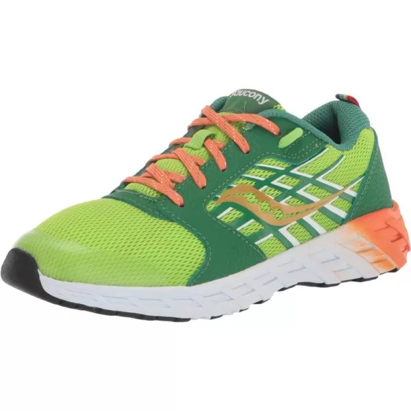 imageSaucony UnisexChild Wind 20 SneakerGreenOrange