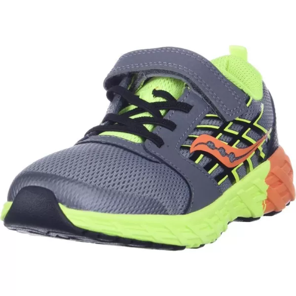imageSaucony UnisexChild Wind Alternative Closure 20 Running ShoeGreyCitronOrange