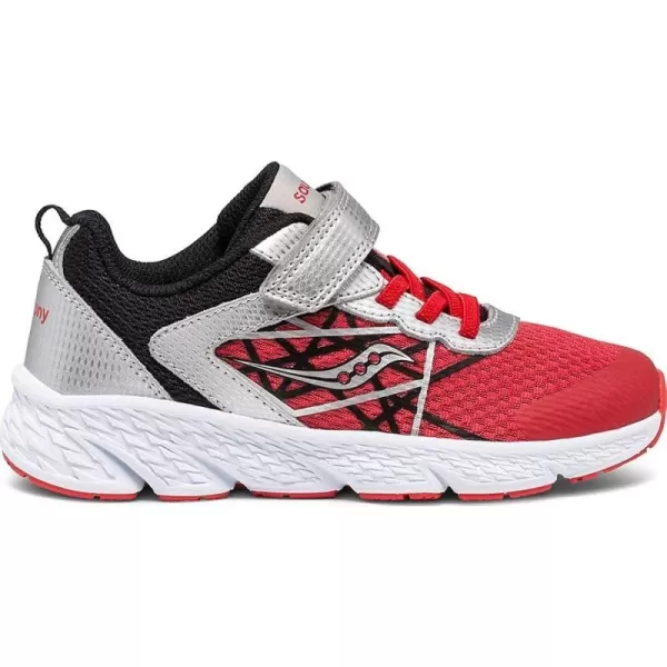 imageSaucony UnisexChild Wind Alternative Closure Running ShoeSilverRedBlack