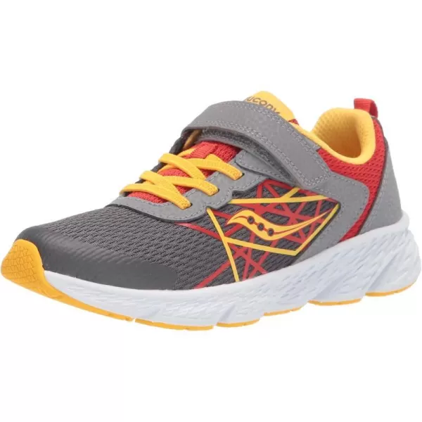 imageSaucony UnisexChild Wind Alternative Closure SneakerGreyRedYellow
