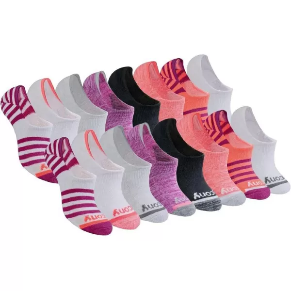 imageSaucony Womens 8 Pairs No Show Cushioned Invisible Liner SocksBerry 16 Pairs