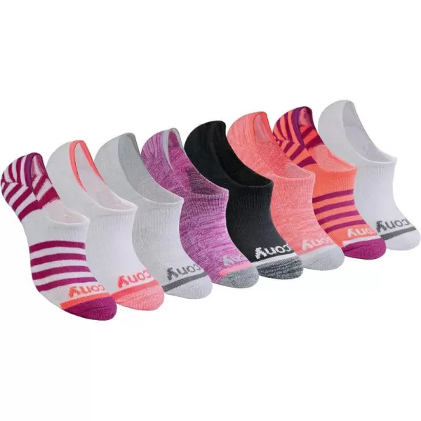 imageSaucony Womens 8 Pairs No Show Cushioned Invisible Liner SocksBerry 8 Pairs