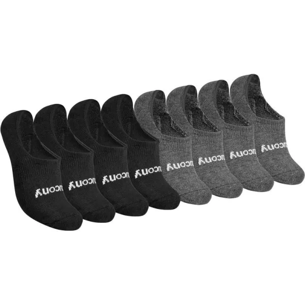 imageSaucony Womens 8 Pairs No Show Cushioned Invisible Liner SocksBlackCharcoal 8 Pairs