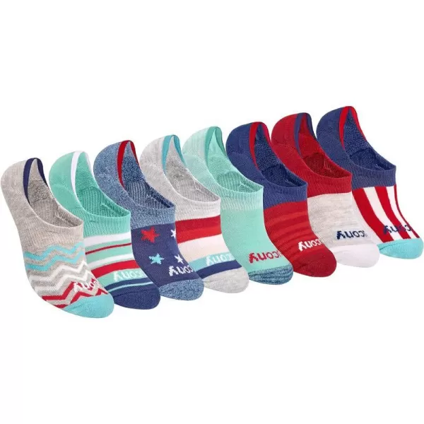 imageSaucony Womens 8 Pairs No Show Cushioned Invisible Liner SocksTeal Assorted 8 Pairs