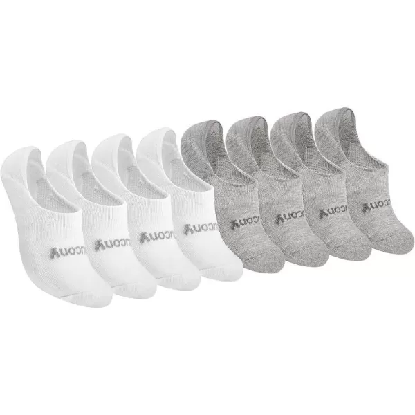 imageSaucony Womens 8 Pairs No Show Cushioned Invisible Liner SocksWhiteGrey 8 Pairs
