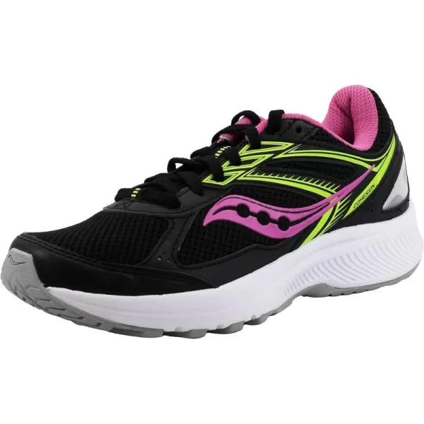 imageSaucony Womens Cohesion 14 Road Running ShoeBlackPinkYellow