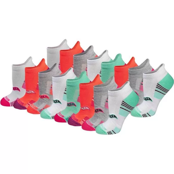 imageSaucony Womens Multipack Performance Heel Tab Athletic SocksAssorted Light 16 Pairs