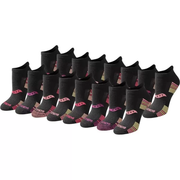 imageSaucony Womens Multipack Performance Heel Tab Athletic SocksBlack Rose Assorted 16 Pairs