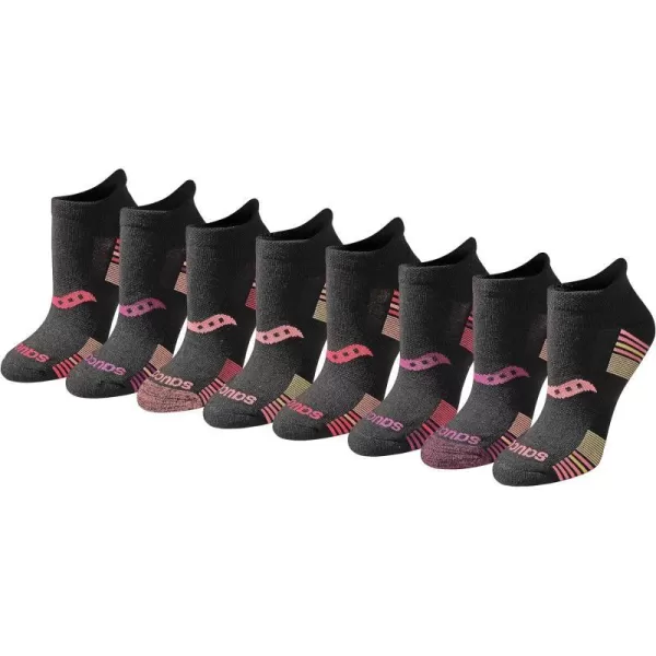 imageSaucony Womens Multipack Performance Heel Tab Athletic SocksBlack Rose Assorted 8 Pairs