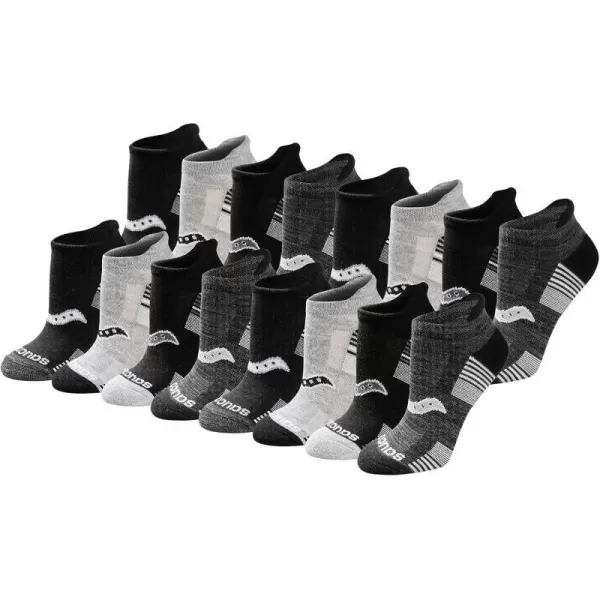 imageSaucony Womens Multipack Performance Heel Tab Athletic SocksBlack White Assorted 16 Pairs