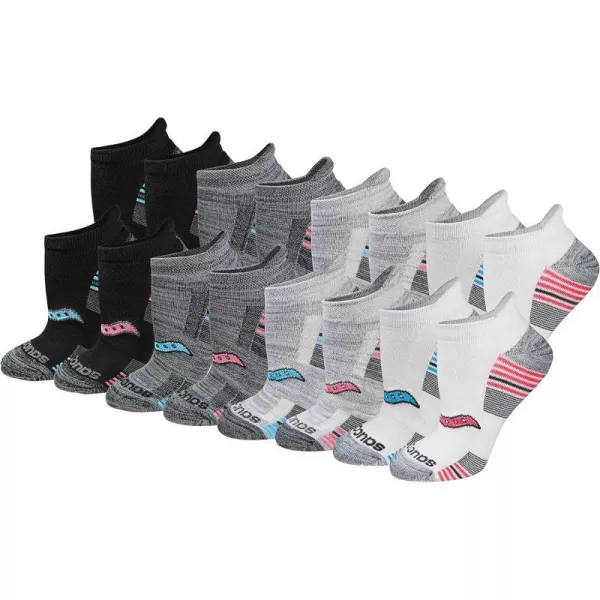 imageSaucony Womens Multipack Performance Heel Tab Athletic SocksGrey Fashion 16 Pairs