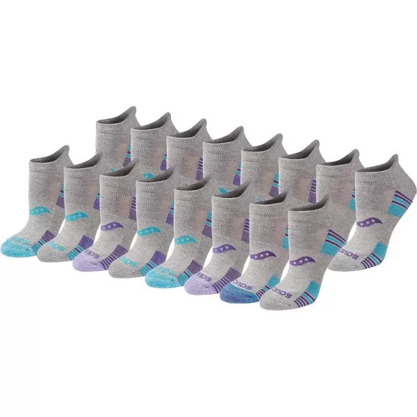 imageSaucony Womens Multipack Performance Heel Tab Athletic SocksGrey Heather Blue Assorted 16 Pairs