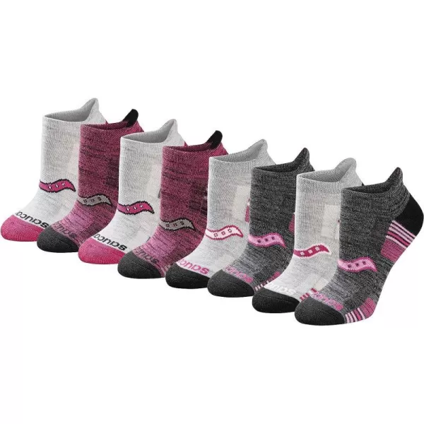 imageSaucony Womens Multipack Performance Heel Tab Athletic SocksPink Accent Assorted 8 Pairs