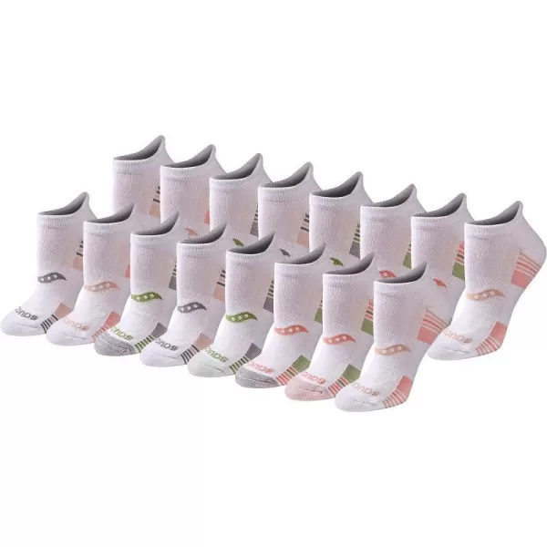 imageSaucony Womens Multipack Performance Heel Tab Athletic SocksWhite Rose Assorted 16 Pairs