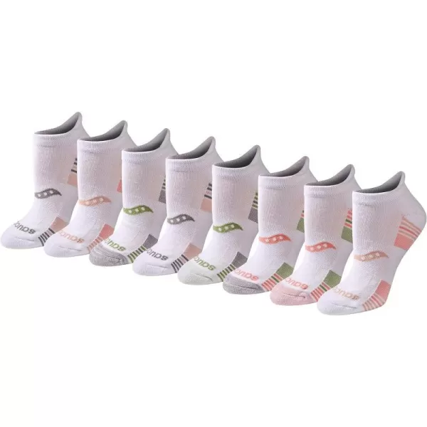 imageSaucony Womens Multipack Performance Heel Tab Athletic SocksWhite Rose Assorted 8 Pairs
