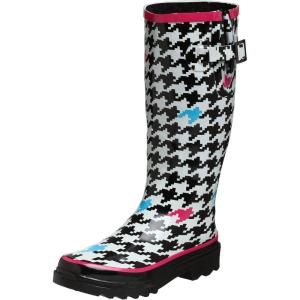 imageChooka Womens Gun Check Rain BootBlackWhitePink