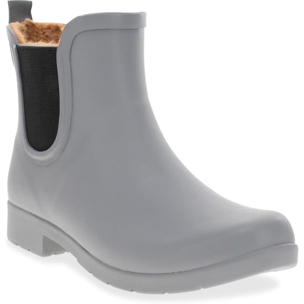 imageChooka Womens Waterproof Chelsea Bootie  Plush Lined SlipOn Rain Ankle BootsGrey