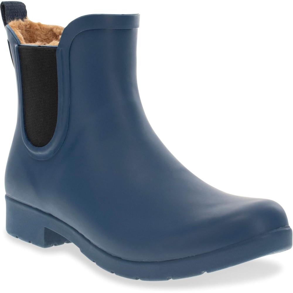 imageChooka Womens Waterproof Chelsea Bootie  Plush Lined SlipOn Rain Ankle BootsNavy