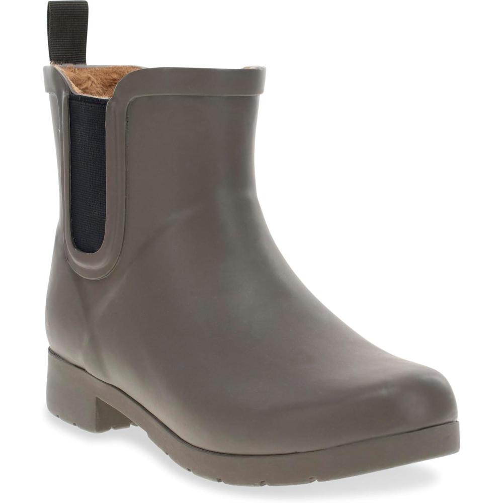 imageChooka Womens Waterproof Chelsea Bootie  Plush Lined SlipOn Rain Ankle BootsOlive