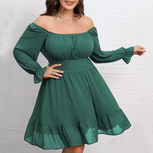 Byinns Women's 2024 Plus Size Tie Back Square Neck Mini Dress Long Lantern Sleeve Elastic Waist Wedding Guest Dresses