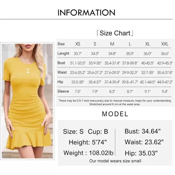 Byinns Women's 2024 Sexy Mini Dress Knit Ruched Long Sleeve Ruffle Bodycon Dress Club Date Night Cocktail Party Dresses