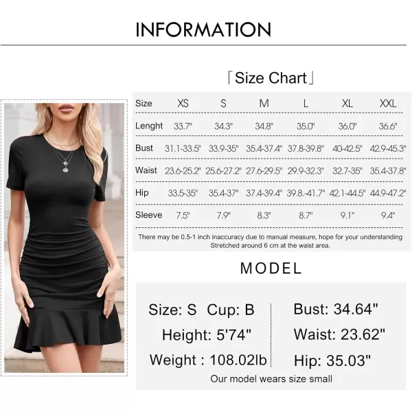 Byinns Women's 2024 Sexy Mini Dress Knit Ruched Long Sleeve Ruffle Bodycon Dress Club Date Night Cocktail Party Dresses