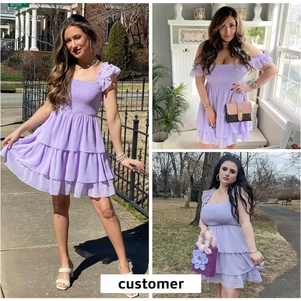 Byinns Womens Square Neck Sleeveless Ruffle Dress High Waist Backless Tiered Smocked Strappy Casual Short Mini Dresses