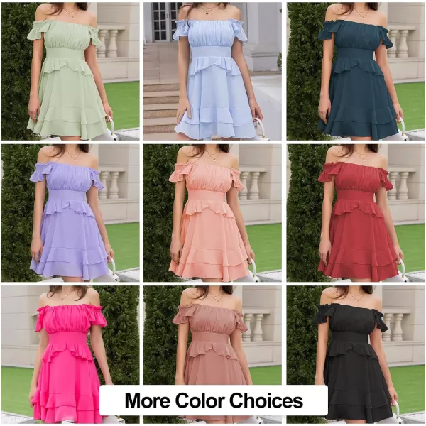 Byinns Women's Summer Ruffle Dress Sundresses Tiered Dress Off Shoulder Smocked Sleeveless 2024 Trendy Flowy Dresses