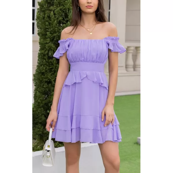 Byinns Women's Summer Ruffle Dress Sundresses Tiered Dress Off Shoulder Smocked Sleeveless 2024 Trendy Flowy Dresses