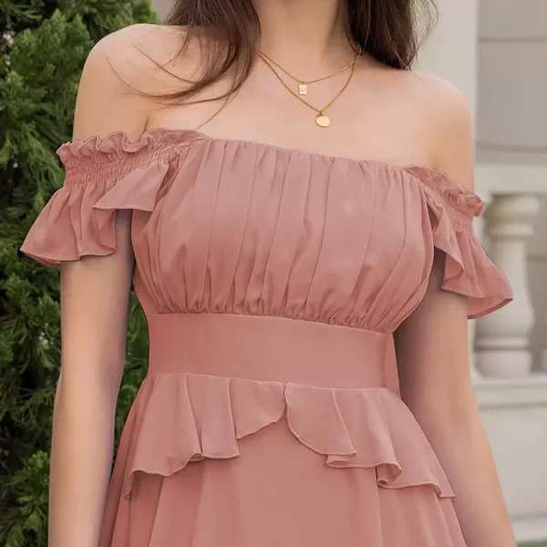 Byinns Women's Summer Ruffle Dress Sundresses Tiered Dress Off Shoulder Smocked Sleeveless 2024 Trendy Flowy Dresses