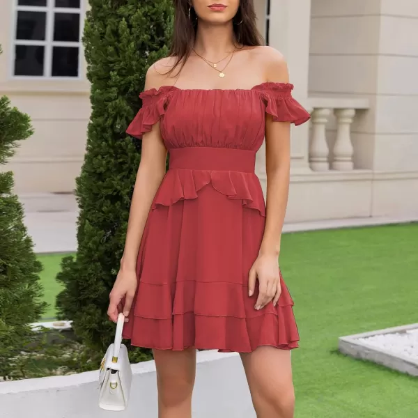 Byinns Women's Summer Ruffle Dress Sundresses Tiered Dress Off Shoulder Smocked Sleeveless 2024 Trendy Flowy Dresses