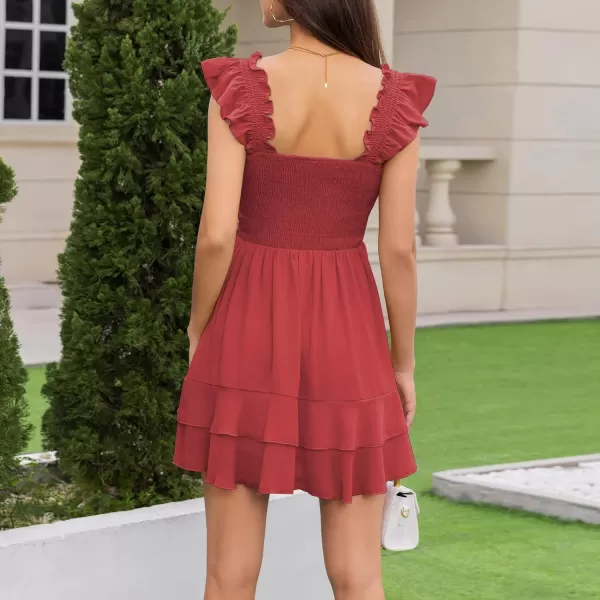 Byinns Women's Summer Ruffle Dress Sundresses Tiered Dress Off Shoulder Smocked Sleeveless 2024 Trendy Flowy Dresses