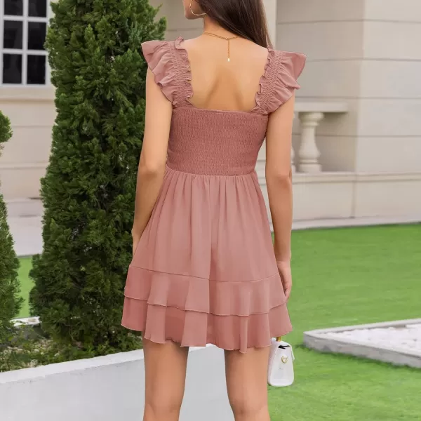 Byinns Women's Summer Ruffle Dress Sundresses Tiered Dress Off Shoulder Smocked Sleeveless 2024 Trendy Flowy Dresses