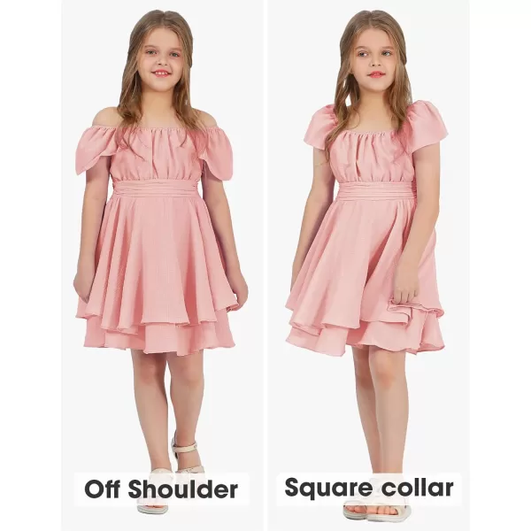 EXLURA Casual Short Cap Sleeve Girls Tie Back A Line Ruffle Hem Junior Teenage Kids Short Mini Dress Size 6-15 Years