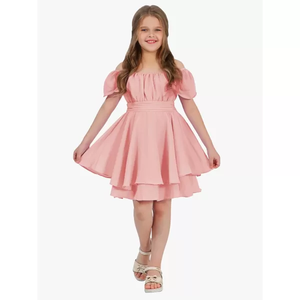 EXLURA Casual Short Cap Sleeve Girls Tie Back A Line Ruffle Hem Junior Teenage Kids Short Mini Dress Size 6-15 Years