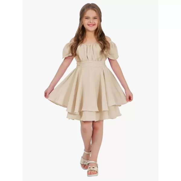 EXLURA Casual Short Cap Sleeve Girls Tie Back A Line Ruffle Hem Junior Teenage Kids Short Mini Dress Size 6-15 Years