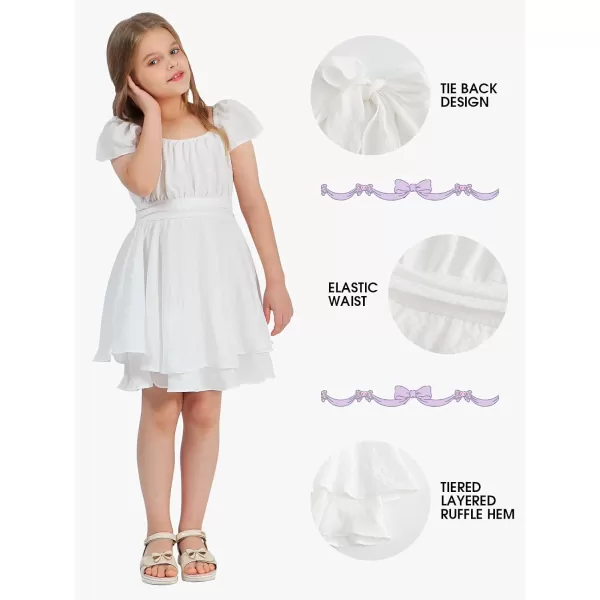 EXLURA Casual Short Cap Sleeve Girls Tie Back A Line Ruffle Hem Junior Teenage Kids Short Mini Dress Size 6-15 Years