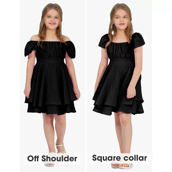 EXLURA Casual Short Cap Sleeve Girls Tie Back A Line Ruffle Hem Junior Teenage Kids Short Mini Dress Size 6-15 Years