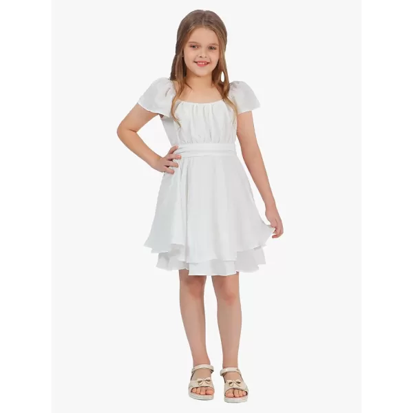 EXLURA Casual Short Cap Sleeve Girls Tie Back A Line Ruffle Hem Junior Teenage Kids Short Mini Dress Size 6-15 Years