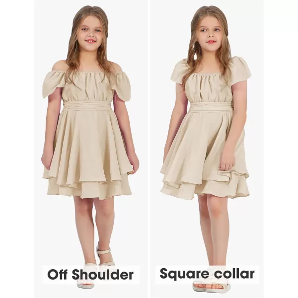 EXLURA Casual Short Cap Sleeve Girls Tie Back A Line Ruffle Hem Junior Teenage Kids Short Mini Dress Size 6-15 Years