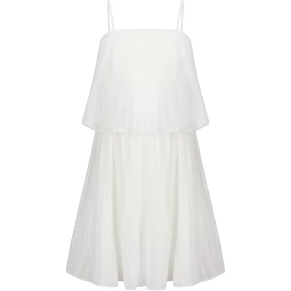 EXLURA Girls 2024 Summer Dress Spaghetti Strap Pleated Fashion Short Dresses