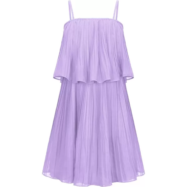 EXLURA Girls 2024 Summer Dress Spaghetti Strap Pleated Fashion Short Dresses