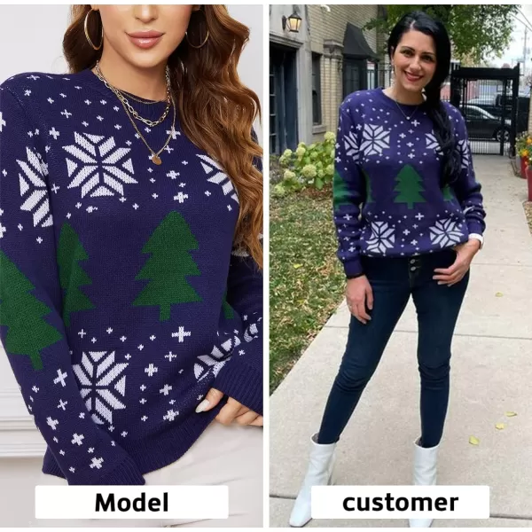 EXLURA Patterns Reindeer Ugly Christmas Sweater Jumper Pullover Tops