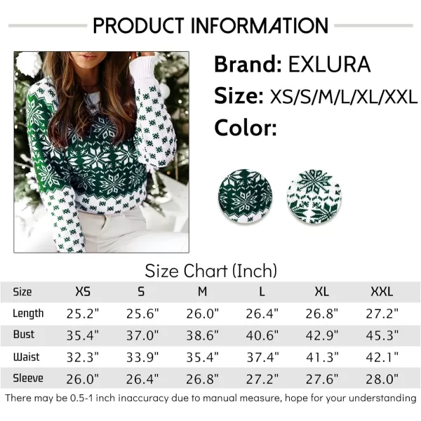 EXLURA Patterns Reindeer Ugly Christmas Sweater Jumper Pullover Tops